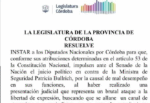 Legislador Radical Dante Rossi reclama juicio político a Patricia Bullrich