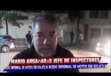 Mario Argañarás, Jefe de inspectores. El ruido infernal de motos, sin solución