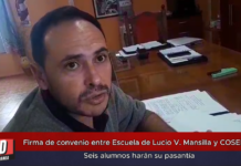 Firma de convenio entre Escuela de Lucio V. Mansilla y COSEDEF seis alumnos harán su pasantía