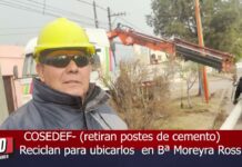 Reciclan postes de cemento para ubicarlos en Bª Moreyra Ross
