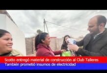 Scotto entregó material de construcción al Club Talleres