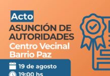 Acto de Asunción de Autoridades: Centro Vecinal B° Paz