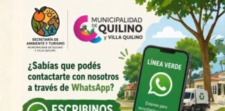Quilino: Contacta a la Línea Verde por WhatsApp!
